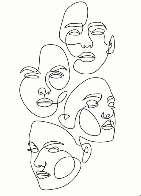 Plakat Design Inspiration, Art Abstrait Ligne, Art Outline, Drawing Hands, Drawing Face, Eyes Drawing, Abstract Face Art, One Line Art, Face Lines