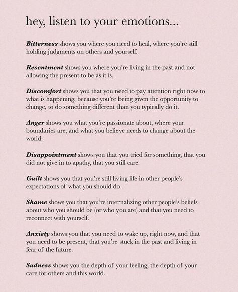 Understanding what your emotions are telling you. Thoughts Running Through My Head, What I Love About Myself, Mixed Emotions, Emotional Intelligence, Emotional Health, Infj, The Words, Namaste, Counseling