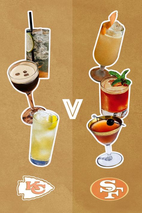 The Best Cocktails to Make for Super Bowl 2024, Whether You’re Team Chiefs or 49ers Super Bowl Cocktails 2024, Super Bowl Cocktails, Superbowl Cocktails, Bowl Cocktails, Kahlua Coffee Liqueur, Sparkling Mineral Water, Best Cocktails, Whiskey Ginger, Themed Drinks