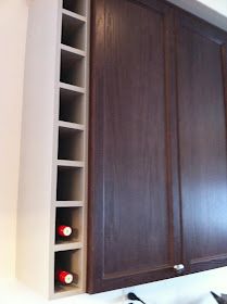 White Wood : Moving forward with the to do list Side Cabinet Wine Rack, Wine Rack On Side Of Cabinet, Wine Storage Diy, Wine Cubbies, Kitchen Shelving, Country Kitchen Cabinets, Renovation Tips, Estate House, Kitchen Storage Shelves