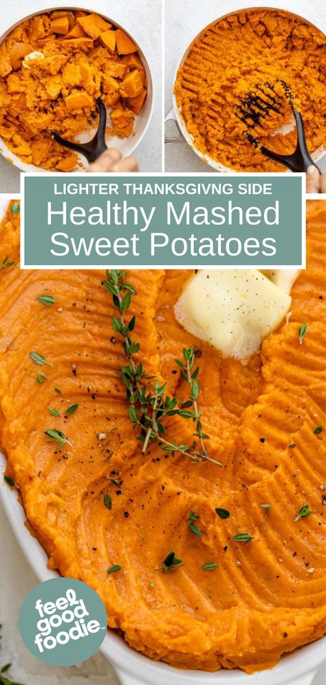 Healthy Mashed Sweet Potatoes, Thanksgiving Recipes Side Dishes Healthy, Mashed Sweet Potatoes Healthy, Thanksgiving Recipes Side Dishes Easy, Recipes Side Dishes, Sweet Potato Recipes Mashed, Sweet Potato Thanksgiving, Savory Recipe, Thanksgiving Food Sides