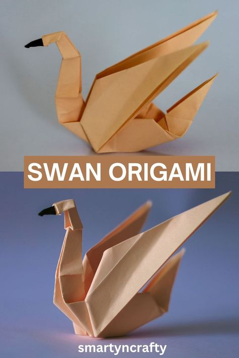 How to Make an Origami Swan: Instructions Step-by-Step - Smarty n'Crafty Swan Paper Origami, Origami Swan Step By Step, Swan Origami, Paper Swan, Origami Turtle, Fathers Day Coloring Page, Origami Swan, Origami Step By Step, Mario Coloring Pages