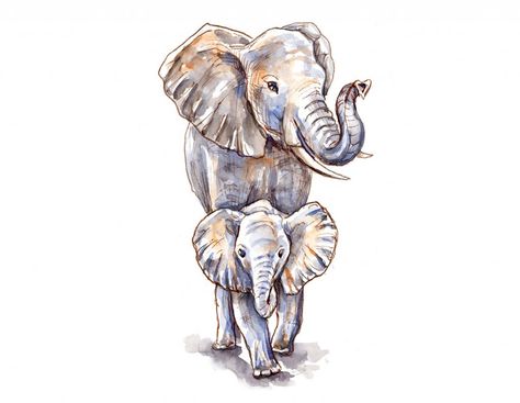 Little Footsteps Elephant Themed Nursery, Elephant Watercolor, Family Art Print, Wal Art, Animal Family, Elephant Canvas, Family Canvas, Watercolor Elephant, Elephant Family