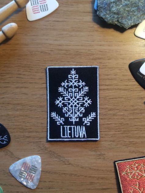 Ethnic style patch with Lithuanian ornaments and Lietuva text | Etsy Baltic Symbols Lithuania Tattoo, Lithuanian Ornaments, White Ornaments, Scandinavian Folk Art, Nature Wildlife, Baltic Sea, Ethnic Style, Lithuania, Ethnic Fashion