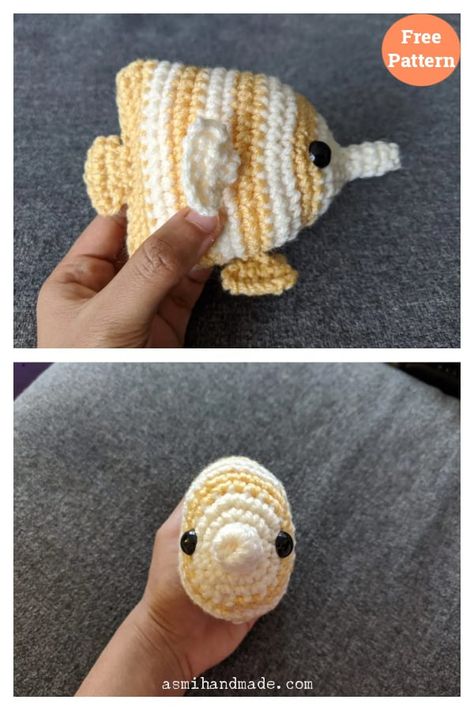 Amigurumi Fish Free Crochet Pattern Fish Crochet Pattern, Amigurumi Fish, Crochet Fish Patterns, Fish Crochet, Butterfly Fish, Crochet Fish, Toy Crochet, Fish Patterns, Crochet Keychain