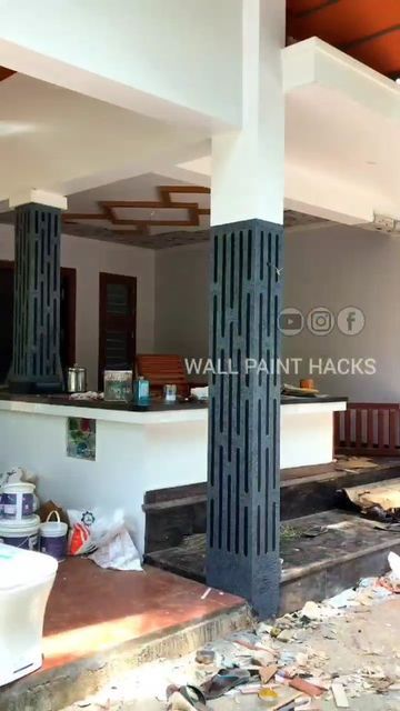 Wall paint Hacks on Instagram: "Wall texture pillars design making 🤓 #walltexture #wallpaintingideas #walldecor #creative #viral" Pillar Texture Design, Pillars Design, Paint Hacks, Construction Art, Instagram Wall, Pillar Design, Architecture Construction, Wall Texture, Ceiling Decor