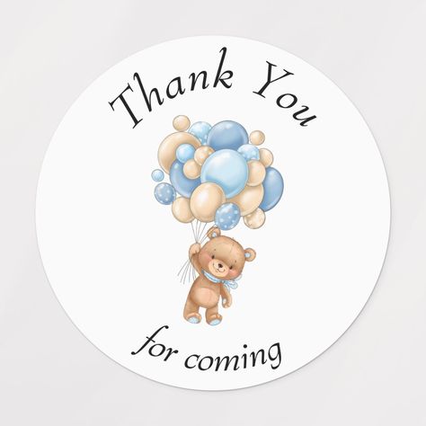 Small Baby Shower Ideas, Teddy Bear Balloon, Baby Boy Decorations, Bear Balloon, Baby Shower Labels, Teddy Bear Cakes, Birthday Labels, Bday Invitations, Baby Shower Tags