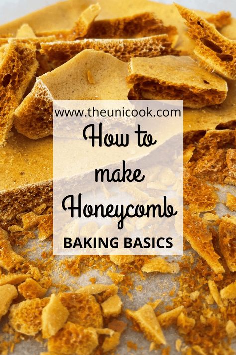 Honeycomb Dessert Ideas, Easy Honeycomb Recipe, How To Make Honeycomb Recipe, How To Make Honey Comb, Honeycomb Recipe With Honey, Honey Comb Desserts, Honey Comb Candy Recipes, Honey Bee Food Ideas, Honey Comb Recipe Homemade