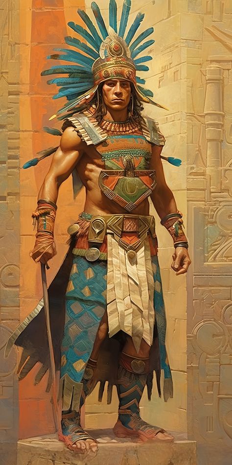 Aztec Soldier, Aztec Cosplay, Aztec Clothing Traditional, Aztec Armor, Aztec Outfit, Aztec Aesthetic, Aztec King, Aztec Statues, Aztec Clothing