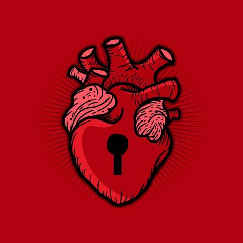 Cartoon Heart Aesthetic, Heart Illustration Graphics, Locked Art, Podcast Animation, Locked Heart, Halloween Arts, Valentines Baby, About Heart, Illustration Flat