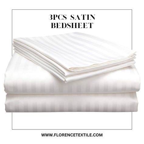 "Elevate your bedroom with Florence Textile's luxurious 3-piece satin stripe bedsheet set." Satin Sheets On Bed, Satin Sheets Aesthetic, Satin Bedsheets Aesthetic, Striped Bedsheet, Satin Bed Sheets Full Fotted Sheet, Bed Sets, Bed Sheets, Bedding Sets, Florence