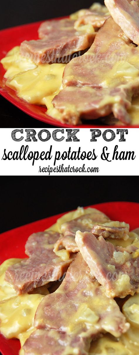 Crock Pot Scalloped Potatoes and Ham - A new family favorite. So easy and delicious! Crock Pot Scalloped Potatoes, Ham Ideas, Scalloped Potatoes Crockpot, Potatoes And Ham, Ham Steak, Scalloped Potatoes And Ham, Texas Kitchen, Crockpot Meal, Crock Pot Food