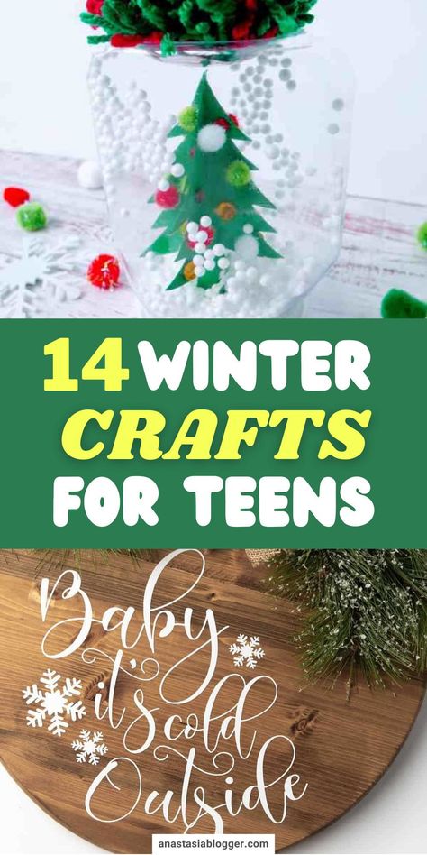 If your teens prefer just staying indoors, then why not do some winter DIY crafts with them? Here are 14 fun and easy winter crafts for teens to enjoy! #wintercrafts #christmasdiy 5th Grade Winter Craft Ideas, Holiday Craft For 5th Graders, Holiday Crafts For Middle Schoolers, January Arts And Crafts For Adults, Middle School Holiday Art Projects, Winter Crafts For Middle School Students, Christmas Projects For Middle School, Winter Crafts For Middle School, Christmas Crafts Teenagers