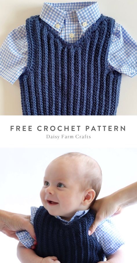 Crochet Baby Sweaters Free Patterns Boy, Crochet Vest Pattern Free Children, Knit Baby Vest Boys, Crochet Newborn Vest Free Pattern, Cute Baby Crochet Ideas, Baby Vest Crochet Pattern Free, Newborn Crochet Free Pattern, Crochet Boy Clothes, Crochet Baby Vest Free Pattern Boys