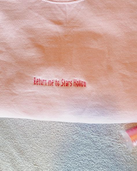 Gilmore Girls inspired sweatshirt #embroidery #gilmoregirls #pink Gilmore Girls Embroidery, Sweatshirt Embroidery, Stars Hollow, April 7, Gilmore Girls, Embroidery, Sweatshirts, Pink, On Instagram