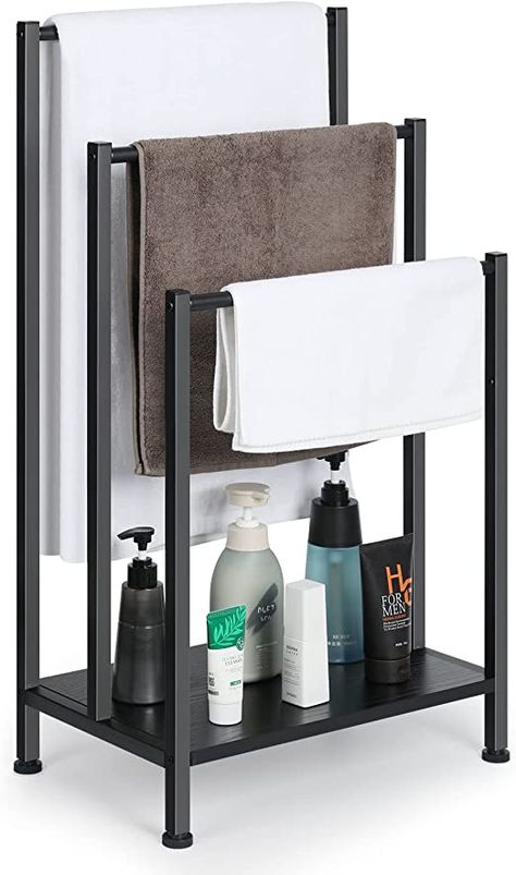 Free Standing Towel Rack Bathroom, Bath Blanket, Railroad Apartment, Modern Towel Rack, Metal Towel Racks, Standing Towel Rack, Wooden Storage Shelves, Free Standing Towel Rack, Towel Holder Stand