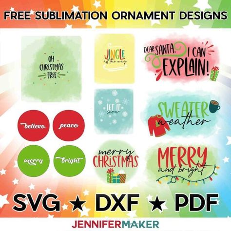 Free Sublimation ornament design JenniferMaker Floating Ornaments, Infusible Ink Transfer Sheets, Winter Quotes, Diy Crafts For Adults, Infusible Ink, Glitter Ornaments, Wood Slice Ornament, Kids Ornaments, Photo Ornaments