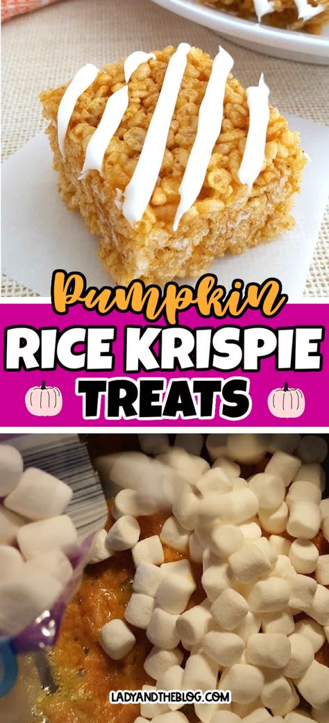 Buttery, gooey, and soft, these Pumpkin Spice Rice Krispie Treats have just the right amount of sweet and pumpkin spice flavor for fall. Turkey Rice Krispie Treats, Pumpkin Spice Rice Krispie Treats, Pumpkin Rice Krispie Treats, Rice Krispie Treats Recipe, Rice Cereal Treats, Fall Dessert Recipes Easy, Spiced Rice, Krispie Treats Recipe, Easy Pumpkin Pie