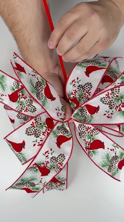 How to make the perfect bow for Christmas! 🎀 #diy #shorts #decor #christ... Christmas Bow Tying Tutorial, How To Bows With Ribbon, How To Do Christmas Bows, Diy Bow Tutorials Step By Step, Simple Christmas Bows Diy, Christmas Wreaths Bows Diy, How To Decorate A Wreath For Christmas Bow Tutorial, Christmas Bows For Wreaths Tutorial, How To Tie A Christmas Bow For A Wreath