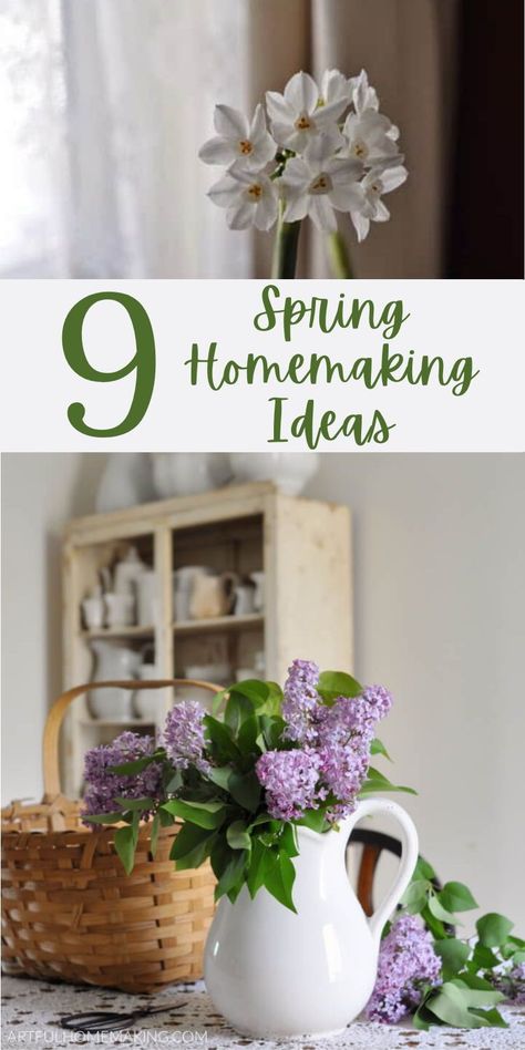 Bring spring into your home with these simple spring homemaking ideas! Refresh your home, your schedule, and your wardrobe for a new season. Spring Refresh Home, Spring Decluttering, Hygge Spring, Homemaking Ideas, Spring Kitchen Decor, Small Terracotta Pots, Faux Branches, Decluttering Inspiration, Kitchen Windowsill