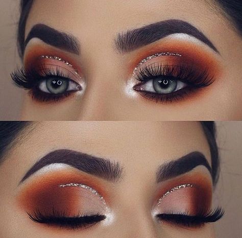 Put it on & Enjoy it 💄💖 | Pinterest: @Natlaland | #Makeup #Maquillaje #Beauty #Belleza #eyelashes #eyebrown #glowy #glow Perfect Makeup Tutorial, Make Up Designs, Orange Makeup, Glitter Eye Makeup, Makeup Eye Looks, Christmas Makeup, Glitter Eyes, Makeup Goals, Makeup Designs