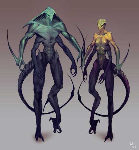 Humanoid Alien Concept Art: 50+ Cool Designs Of Extraterrestrial Races Reptilian Alien Concept Art, Fantasy Alien Art, Alien Soldier Art, Alien Creatures Animals, Hot Alien Male Art, Alien Creature Concept Art, Lizard Alien, Reptilian Alien, Fantasy Alien