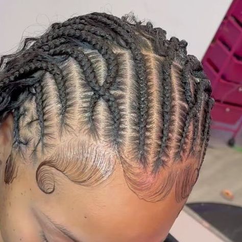 Cornrows Braids And Box Braids, Patterned Cornrows, Tribals With Knotless Braids Cornrows, Natural Hair Styles Braids, Tribals With Knotless Braids, Black Hairstyles Natural, Half Cornrows, Hair Braid Designs, Cornrows Natural Hair