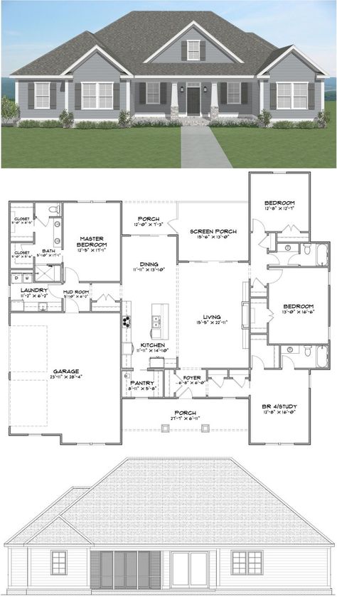 2000 Sf House Plans, 4bedroom House Plans Open Floor, Multigenerational House Plans, Multigenerational House, Oversized Garage, House Plans For Sale, Modern House Floor Plans, Building Plans House, Blue Prints