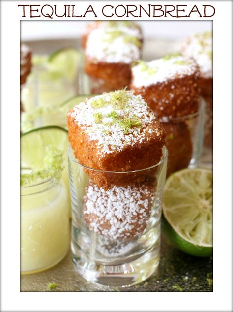 Deep fried cornbread soaked in tequila and covered in powdered sugar. Cinco de Mayo dessert done right! Boozy Treats, Fried Cornbread, Picky Palate, Random Recipes, Sweet Cornbread, Boozy Desserts, Mexican Foods, Amazing Appetizers, Awesome Recipes