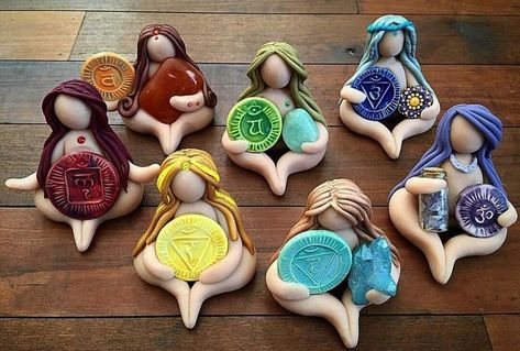 Magical Clay Art, Polymer Clay Chakra, Spiritual Clay Ideas, Diy Witchy Clay Crafts, Yoga Clay Art, Witchy Clay Projects, Clay Goddess Diy, Clay Witchcraft, Witchy Clay Crafts