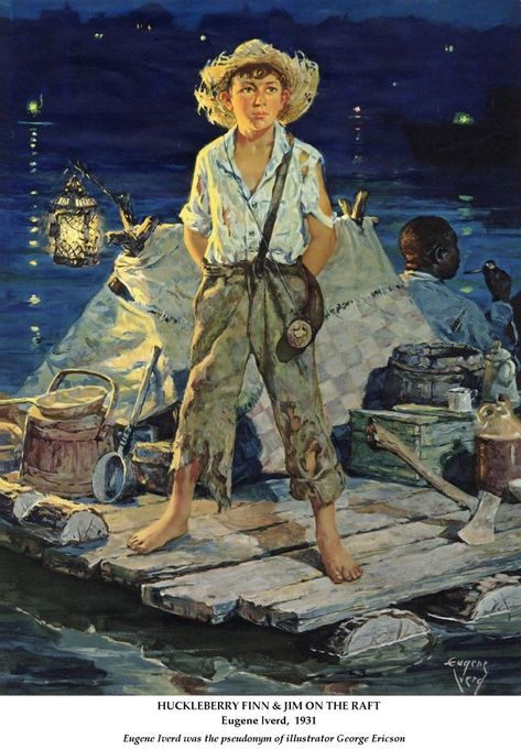 Mark Twain 1835-1910 Norman Rockwell Art, Huck Finn, Adventures Of Tom Sawyer, Adventures Of Huckleberry Finn, Huckleberry Finn, Big River, Tom Sawyer, Image Chat, Norman Rockwell