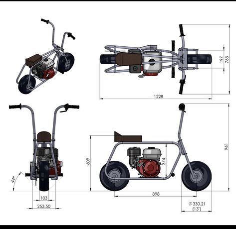 Mini Bike Plans, Diy Mini Bike, Minibike Diy, Mini Bike Diy, Go Kart Designs, Go Kart Kits, Custom Mini Bike, Mini Motorbike, Go Kart Plans