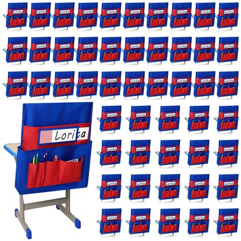 PRICES MAY VARY. Chair back Pocket Chart Set: you'll get 50 student chair seat pockets and 50 acrylic dry erase name tag, the student have plenty of space to store all your classroom learning supplies and keep them within reach Good Workmanship: the chair organizers for classroom are made from heavy duty oxford fabric, reliable and long lasting, which is not easy to tear, and can serve you for a long time; The school chair storage bag are designed with acrylic dry erase name tag, so you can reus Chair Organizer, First Day Of School Gift, Classroom Organization Elementary, Student Chair, School Chair, School Chairs, School Desk, Art Teaching, Teaching Supplies