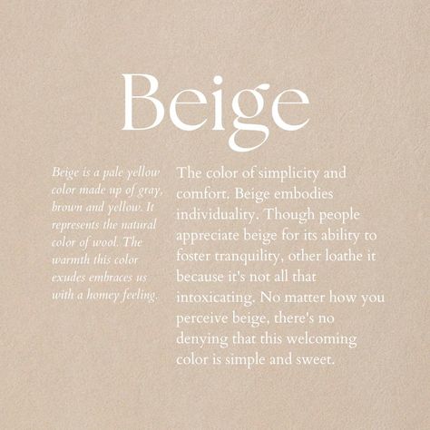 Simplicity & comfort. 🤍 f e m i e l l a . c o m . . . . . . . . . . . . #beige #simplicity #comfort #color #aesthetic #fyi Burst Of Color Aesthetic, Color Definition Aesthetic, Beige Meaning, Cream Color Aesthetic, Beige Pink Aesthetic, Beige Mood Board, Colour Descriptions, Caramel Aesthetic, Canvas Templates