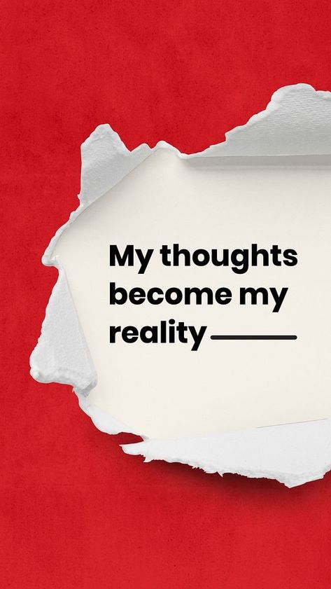 My thoughts become my reality Instagram story template | premium image by rawpixel.com / Baifern Quote Template Instagram, Red Paper Texture Background, Torn Paper Background, Paper Rip, Thought Wallpaper, Paper Texture Background, Cheer Up Quotes, Ads Creative Advertising Ideas, Advertising Ideas