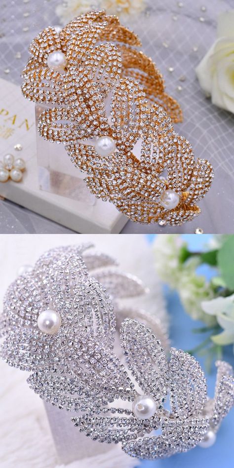 NGBUY High Qualiy Bridal Headpieces Wedding Hair Accessories for Brides Women's Leaves Headband Red Quinceanera Ideas, Hair Accessories For Brides, Hair Accessories Headband, Leaves Headband, Rhinestone Crown, Bride Hair Accessories, Classy Photography, Hair Jewelry Wedding, Headpiece Wedding