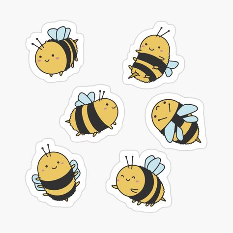 Cute Yellow Stickers, Cute Printable Sticker Sheets, Bees Stickers, Bee Stationary, Bees Cute, Kawaii Bee, Honey Bee Sticker, Pusheen Stickers, Yellow Stickers