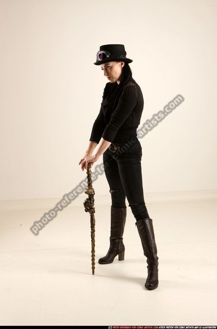 CLAUDIA STEAMPUNK CANE LEAN ON B Hands On Cane Reference, Leaning On Something Pose, Leaning On Staff Pose, Walking Cane Pose Reference, Standing With Cane Pose Reference, Holding A Cane Reference, Leaning On Cane Pose, Leaning On Hand Pose, Man With Cane Pose Reference