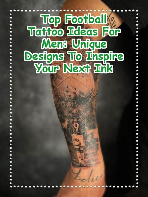 Discover the ultimate collection of football tattoo ideas for men that will ignite your passion for the game. From intricate designs showcasing your favorite team to bold symbols representing your love for football, this guide offers unique inspiration for your next ink. Whether you're a player or a fan, find the perfect tattoo that reflects your dedication and style. Explore these creative concepts and get ready to make a statement with your body art! Football Tattoo Ideas For Men, Football Tattoo Ideas, Football Tattoo, Perfect Tattoo, Tattoo Ideas For Men, Intricate Designs, Men Looks, Favorite Team, Body Art