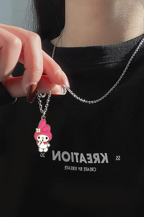 Cute Kuromi And My Melody, Kuromi Necklace, Cartoon Necklace, Melody Necklace, Kuromi And My Melody, Cute Kuromi, Gifts For Daughter, Kuromi My Melody, Matching Necklaces