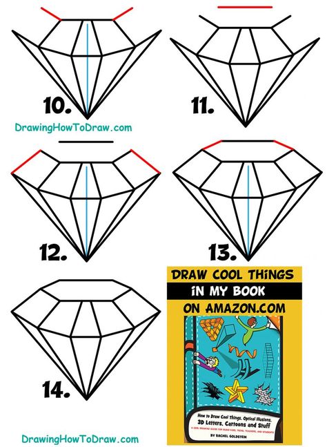 How to Draw a Diamond Easy Step by Step Drawing Tutorial for Kids & Beginners - How to Draw Step by Step Drawing Tutorials Draw A Diamond, Steps Drawing, Jewel Drawing, Draw Step By Step, Drawing Lessons For Kids, 3d Diamond, How To Draw Steps, Drawing Tutorials For Beginners, Graffiti Words