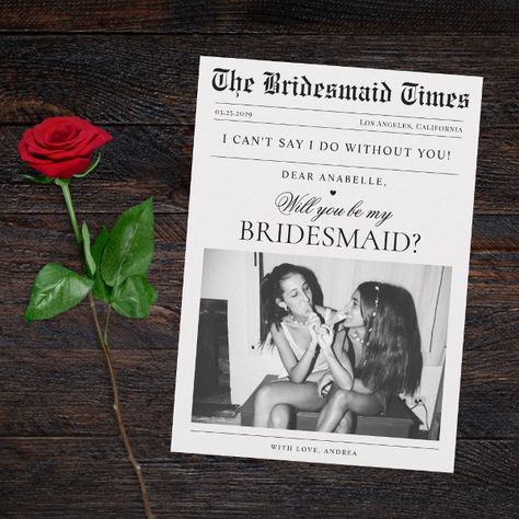 Newspaper Custom Photo Unique Bridesmaid Proposal Invitation Unique Proposal Ideas, Unique Bridesmaid Proposal, Wedding Newspaper, Unique Bridesmaid, Be My Bridesmaid Cards, Bridesmaid Proposal Cards, Bridal Party Proposal, Bridesmaid Cards, Will You Be My Bridesmaid