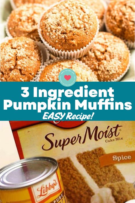 Looking for an easy and delicious pumpkin muffin recipe? Try these 3-ingredient pumpkin muffins with egg that are so simple to make! With this pumpkin muffin recipe, you can whip up a batch of fluffy and moist treats in no time. Perfect for fall baking or anytime you're craving something cozy and spiced. These pumpkin muffins made with cake mix are a great option when you want homemade baked goods without the hassle. Pumpkin Cake Mix Muffins, 2 Ingredient Pumpkin Muffins, Easy Pumpkin Recipes, Spice Cake Mix And Pumpkin, Cake Mix Muffins, Pumpkin Puree Recipes, Pumpkin Muffins Easy, Pumpkin Muffin Recipes, Cream Chicken