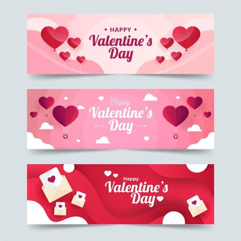 Flat design valentine's day banners Free... | Free Vector #Freepik #freevector #love #design #banners #cute Valentine Banner Design, Message Booth, Valentines Day Graphic Design, Valentine Banners, Chocolate San Valentin, Valentines Day Banner, Valentine Banner, Free Banner, Creative Advertising Design