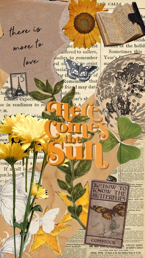 here comes the sun Here Comes The Sun Aesthetic, Here Comes The Sun Wallpaper, The Sun Wallpaper, Wallpaper Collages, Sun Wallpaper, Sun Aesthetic, Grade 7, Here Comes The Sun, Blackbird