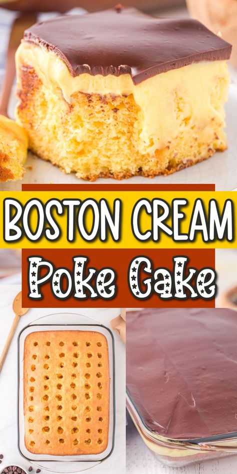 Boston Cream Poke Cake Recipe, Lychee Cake, Cream Poke Cake, Boston Cream Poke Cake, Boston Cream Cake, French Vanilla Cake, Poke Cake Recipe, Cake Mix Ingredients, Cake Form