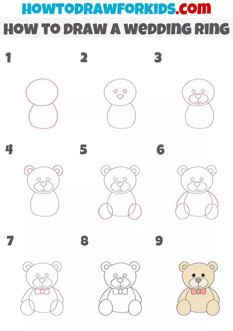 Step By Step Bear Drawing, Draw Teddy Bear Easy, Teddy Bear Drawing Step By Step, Teddy Drawing Easy, Teddy Bear Doodle Easy, Teddy Bear Art Drawing, Draw Bear Easy, Teddy Bear Drawing Easy Step By Step, Drawing A Bear