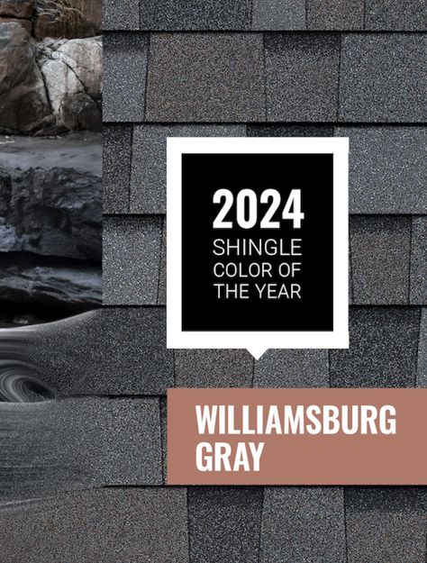 Owens Corning Unveils 2024 Shingle Color of the Year: Williamsburg Gray - Roofing Owens Corning Shingles Estate Gray, Williamsburg Gray Shingles, Roof Shingles Ideas Exterior Colors, Weatherwood Shingles, Certainteed Shingles, Owens Corning Shingles, Roof Shingle Colors, Shingle Colors, Cottage Aesthetic