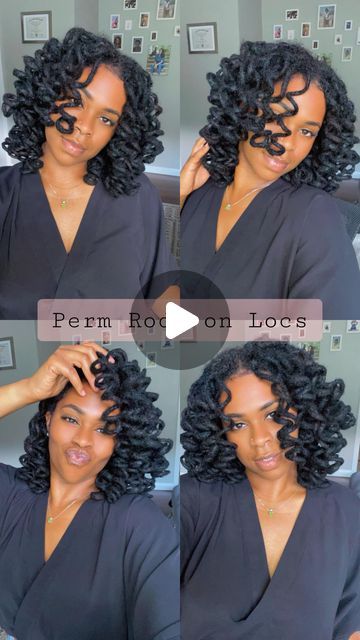 Locs Curled With Perm Rods, Fall Loc Hairstyles, Unique Dreadlocks Styles, Perm Rod On Locs, Loc Curls Styles Perm Rods, Curling Dreadlocks, How To Curl Dreadlocks, Locs Curls Styles, Dreadlock Curls