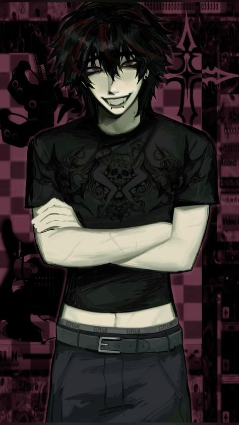 Emo Wallpaper Aesthetic Laptop, Emo Boy Pfp Drawing, Emo Boy Art Drawing, Feminine Boy Drawing, Emo Oc Drawing, Emo Guy Drawing, Boy Drawing Pfp, Vampire Pose Reference Drawing, Boy Pfp Drawing